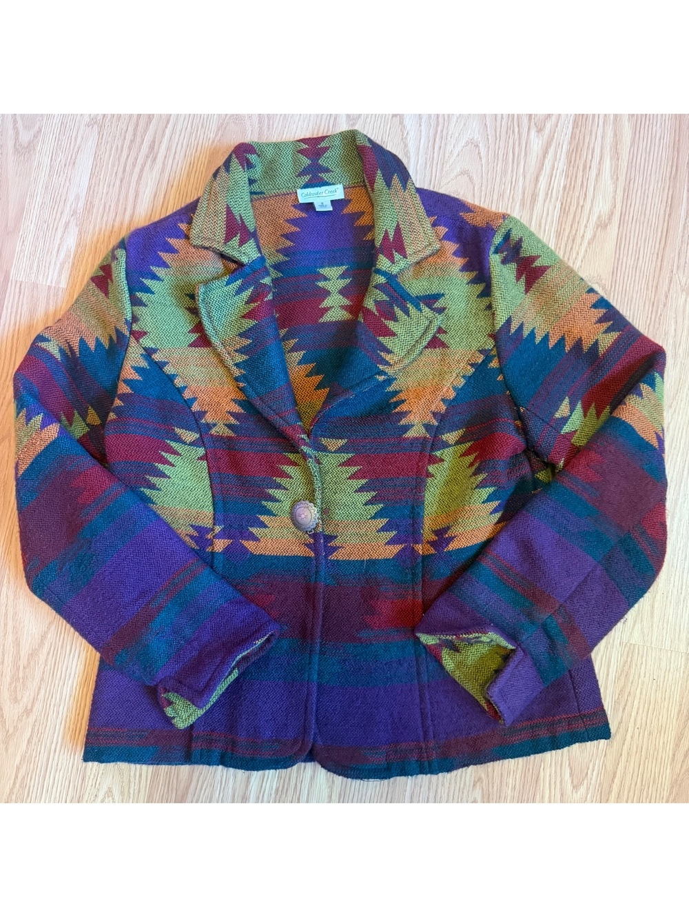 Coldwater Creek Aztec Print Western Blazer Jacket Size Small